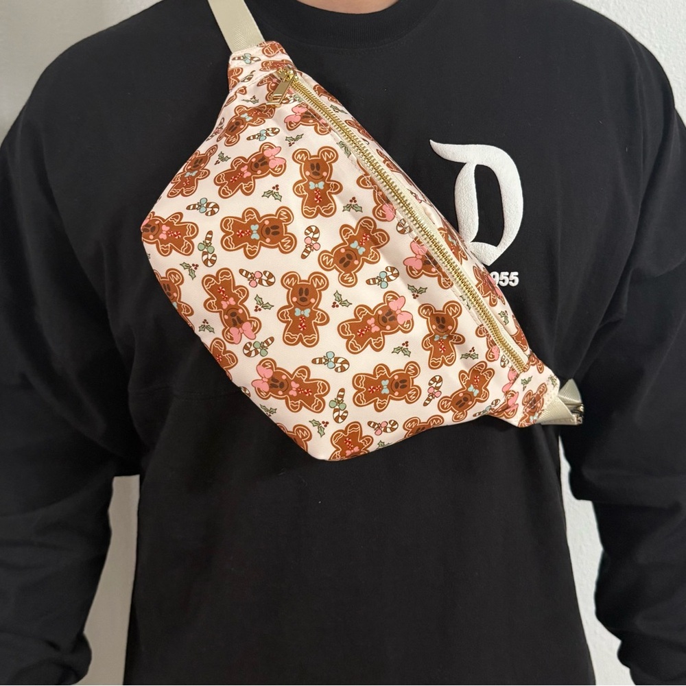 Pink Gingerbread Print Crossbody Bag
